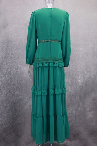 V-Neck Maxi Dress with Lace Panelling
