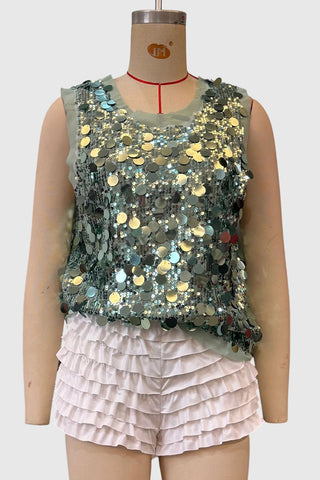 Sleeveless Sequin Tank Top