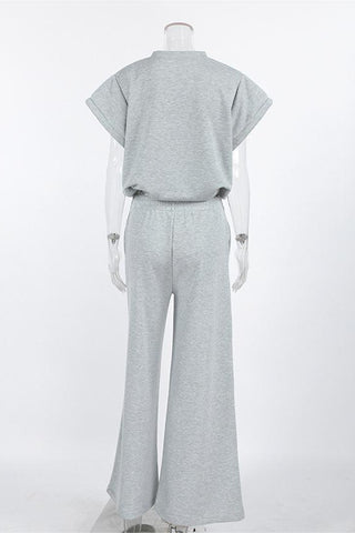 Relaxed Fit Casual Pullover Top and Sweatpants Set