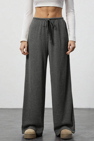 Wide-Leg Drawstring Casual Pants