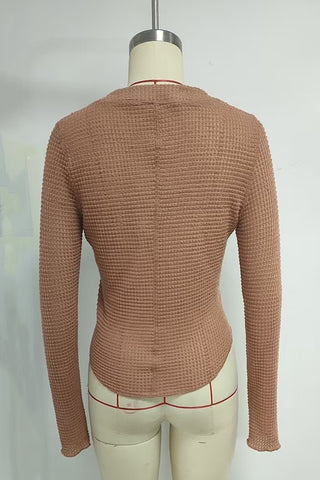 Snap-Button V-Neck Blouse