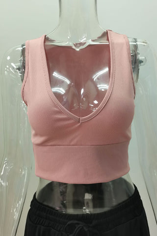 V-Neck Ribbed Tank Top
