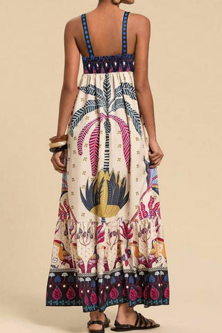 Tropical Tiered Hem Maxi Dress