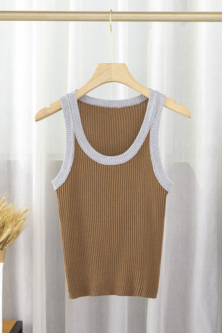 Ribbed Scoop Neck Tank Top