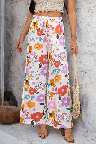 Tile Print Wide-Leg Pants