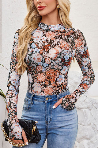Floral Mesh Long Sleeve Top