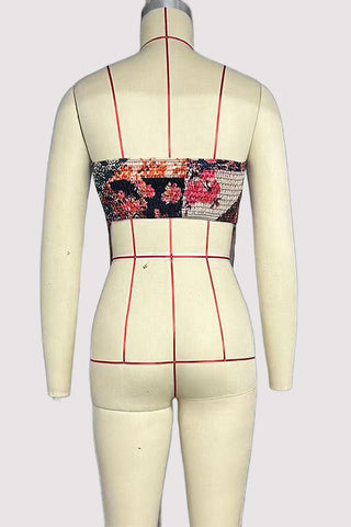 Abstract Print Strapless Tank Top