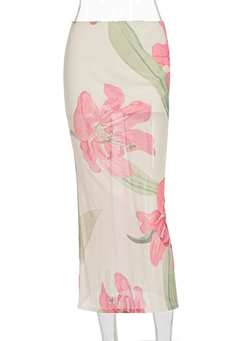 Floral Print Midi Skirt