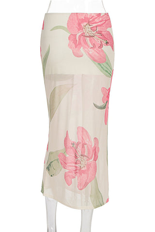 Floral Print Midi Skirt