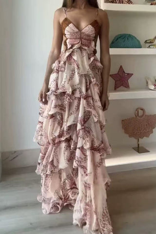 Layered Ruffle Maxi Dress