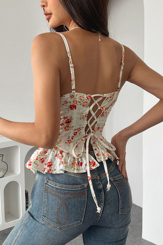 Floral Print Bustier Peplum Tank
