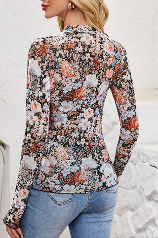 Floral Mesh Long Sleeve Top