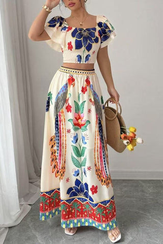Bohemian Floral Skirt Set