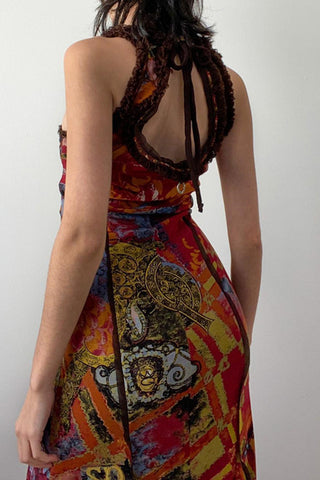 Sleeveless Abstract Print Maxi Dress