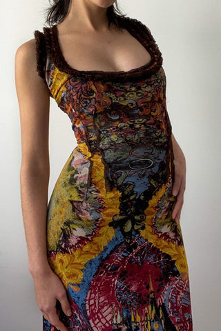 Sleeveless Abstract Print Maxi Dress