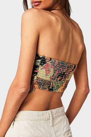 Abstract Print Strapless Tank Top