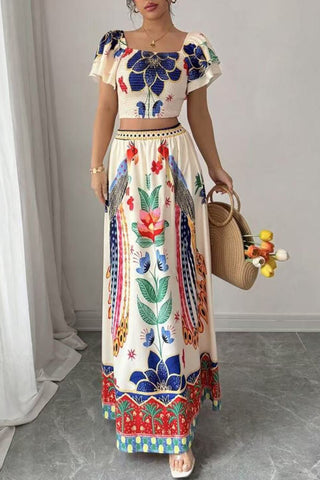 Bohemian Floral Skirt Set