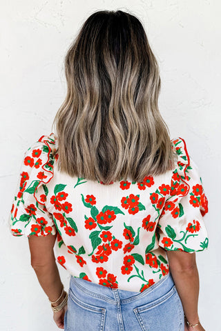 Puff Sleeve Floral Blouse