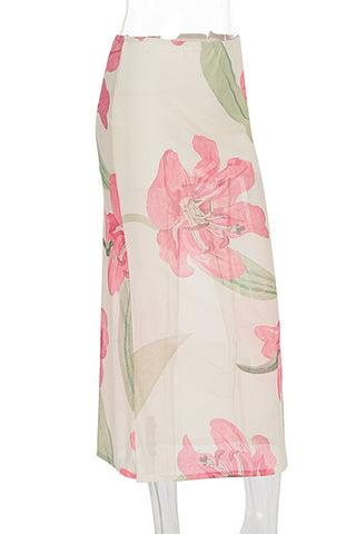 Floral Print Midi Skirt