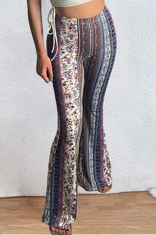 High-Waisted Patterned Flare Pants