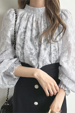 Elegant Lace Balloon Sleeve Blouse