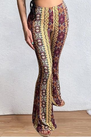 High-Waisted Patterned Flare Pants