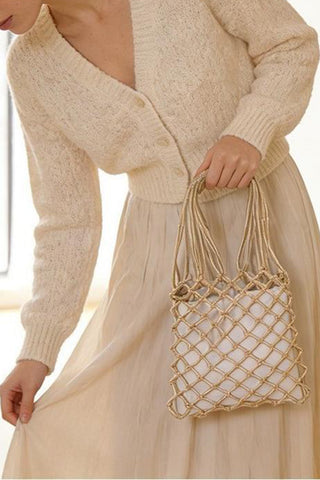 Woven Tote Bag with Braided Handles