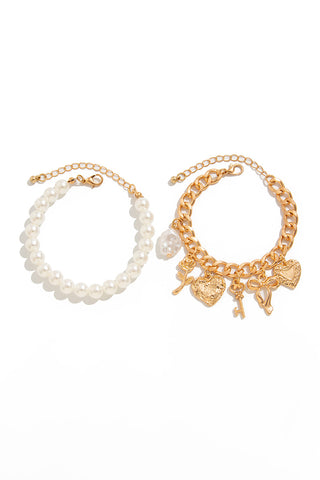 Charm Bracelet and Beaded Bracelet Set