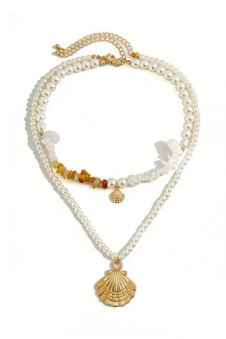 Layered Seashell Pendant Necklace