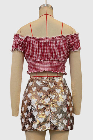 Heart Patterned Mini Skirt