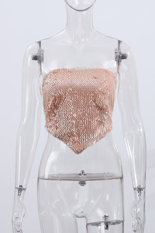 Sequin Diamond Shape Strapless Top