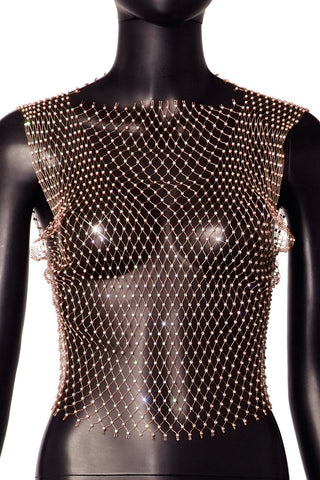 Sparkling Rhinestone Mesh Tank Top