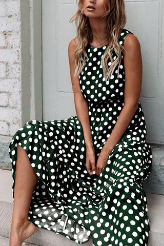 Sleeveless Polka Dot Casual Dress