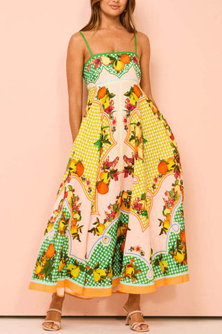 Tropical Print Flowy Casual Dress