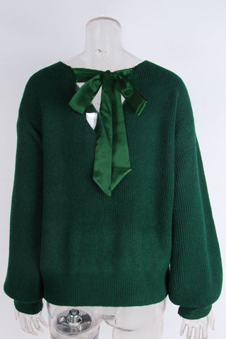 Bow-Back Sweater with Elegant Detailing