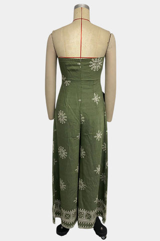 Strapless Wide-Leg Jumpsuit with Belt