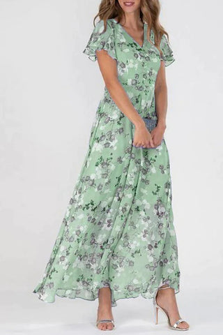 Floral V-Neck Casual Dress