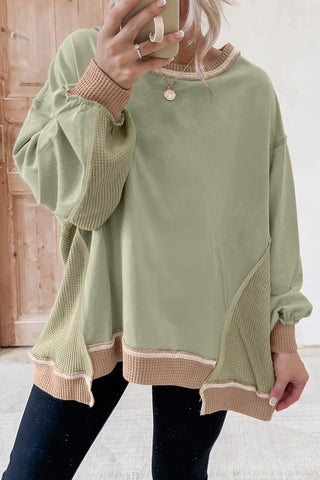 Color Block Patchwork Oversize Sweatshirt