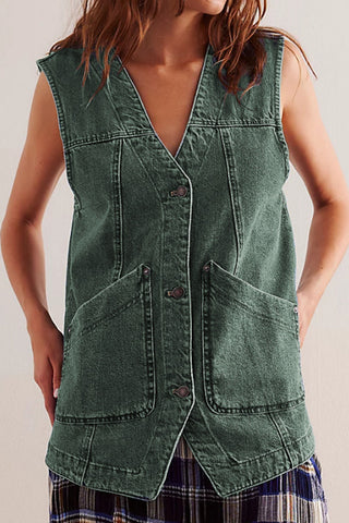 Button-Front Denim Vest