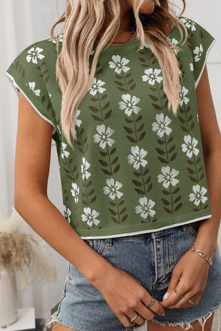 Sleeveless Floral Crop Top