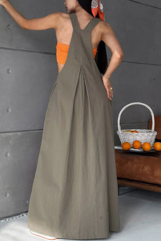 Wide-Leg Casual Pinafore Dress