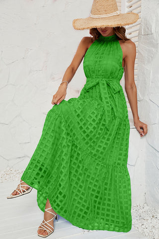 Checkered Halter Maxi Dress