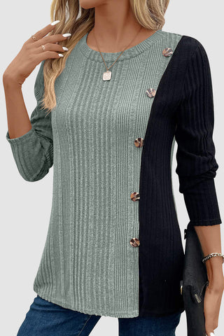 Asymmetrical Button-Up Blouse