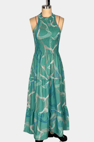 Halter Maxi Dress with Abstract Print
