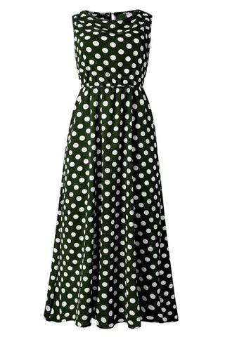Sleeveless Polka Dot Casual Dress