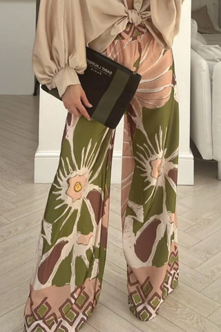 Floral Wide-Leg Casual Pants