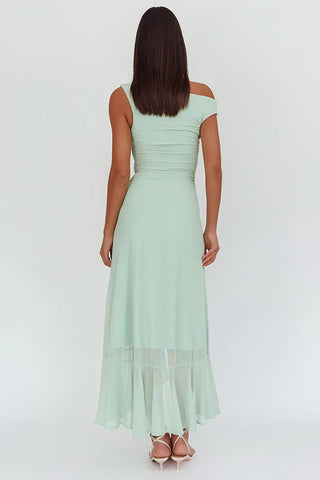 Off-Shoulder Slit Midi Dress