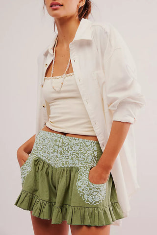 Patterned Pleated Casual Shorts