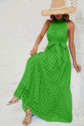 Gingham Halter Maxi Dress