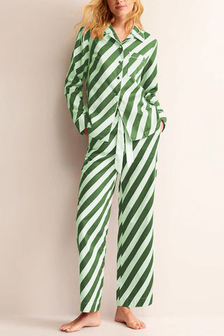 Striped Button-Up Pants Set